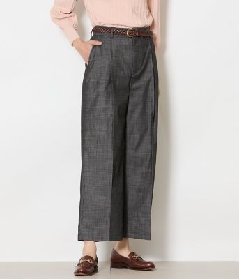 ＜NEWYORKER (Women)＞スラブシャンブレー　タックワイドパンツ（２０２６５１３１８２３４）