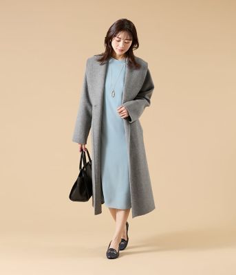 ウォッシャブル】ソフトジョーゼット 袖プリーツワンピース