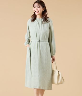 ＜NEWYORKER (Women)＞ジオメトリックプリント　スタンドギャザーワンピース（２０２６５１４１８１１５）