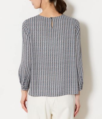 グリットプリント フロントタックブラウス（202651618133