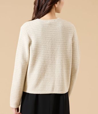 【NEW】ニューヨーカー（NEWYORKER）/ツィーディーラメ ノーカラーニットジャケット ツィーディーラメ ノーカラーニットジャケット