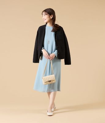 ツィーディーラメ ノーカラーニットジャケット