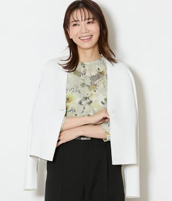 ＜NEWYORKER (Women)＞【手洗い可能】レーヨンナイロン総針　カラーレスニットジャケット（２０２６５１７１８５２１）