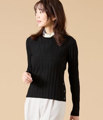 レーヨンポリエステルリブ サイドボタンニットプルオーバー