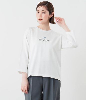 N刺繍プリント7分袖Tシャツ（202651829616