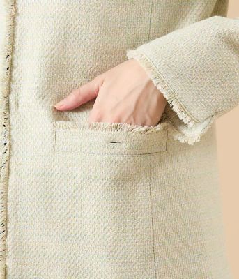 L】ソフトミックスツィード ノーカラージャケット