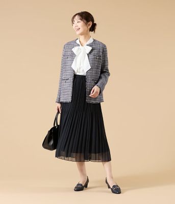 L】ソフトミックスツィード ノーカラージャケット