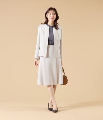 L】【ウォッシャブル】シルキークロス ノーカラ―ジャケット