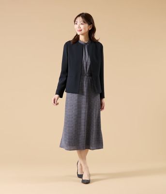 L】【ウォッシャブル】シルキークロス ノーカラ―ジャケット