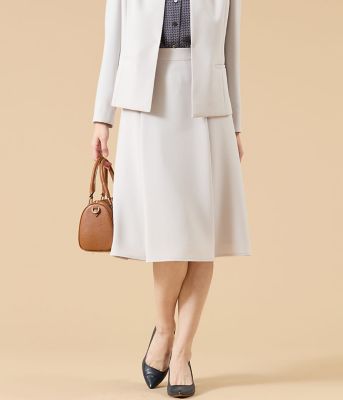 ＜NEWYORKER L (Women/大きいサイズ)＞【Ｌ】【ウォッシャブル】シルキークロス　タックフレアスカート（２０２６５４２１８１１１）