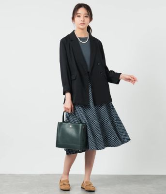 L】ジオメトリックプリント フレアスカート