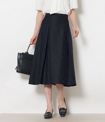 ＜NEWYORKER L (Women/大きいサイズ)＞【Ｌ】ブルームジャカード　タックフレアスカート（２０２６５４２５８１５１）