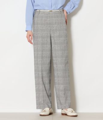 ＜NEWYORKER L (Women/大きいサイズ)＞【Ｌ】【ウォッシャブル】綿麻カラードグレンチェック　ストレートトラウザーパンツ（２０２６５４３１８２２１）
