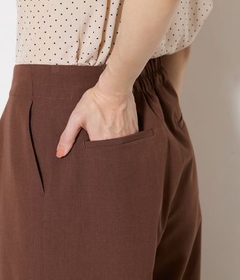 大きいサイズ】ワイドクロップドパンツ レディース 手洗い可能