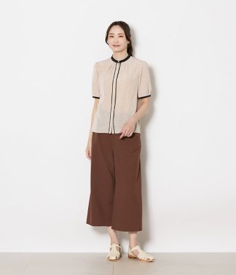 大きいサイズ】ワイドクロップドパンツ レディース 手洗い可能