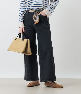 L】【ストレッチ】EDWIN 11オンス ワイドブラックデニムパンツ