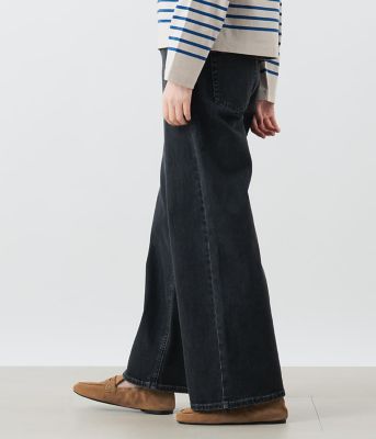 L】【ストレッチ】EDWIN 11オンス ワイドブラックデニムパンツ