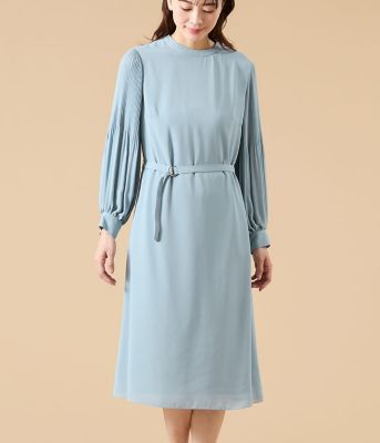 フォクシー　袖プリーツ　ワンピース L】【ウォッシャブル】ソフトジョーゼット 袖プリーツワンピース