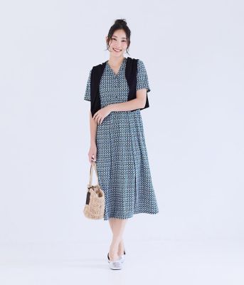5セット限定▶︎neneさまお裾分け/SpecialSET♡ L】強撚スムースナイトキューブプリント 半袖Vネックワンピース