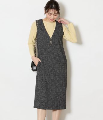 ＜NEWYORKER L (Women/大きいサイズ)＞【Ｌ】【ウォッシャブル】ソフトブッチャー　Ｖネックジャンパースカート（２０２６５４４８８１２４）