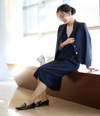 L】【ウォッシャブル】ソフトブッチャー Vネックジャンパースカート