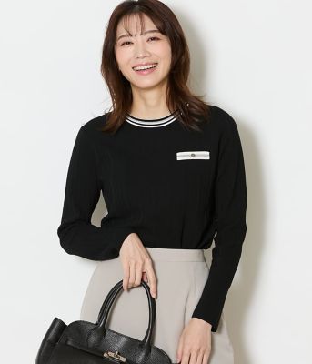 ＜NEWYORKER L (Women/大きいサイズ)＞【Ｌ】【手洗い可能】コットンポリエステル　配色クルーネックリブプルオーバー（２０２６５４７１８５２２）