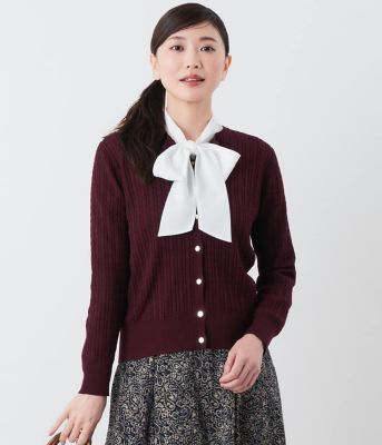 L】【手洗い可能】親子ケーブル クルーネックカーディガン