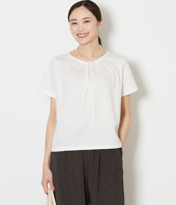 ＜NEWYORKER L (Women/大きいサイズ)＞【Ｌ】【吸水速乾】格子サッカータックＴシャツ（２０２６５４８６８６５２）