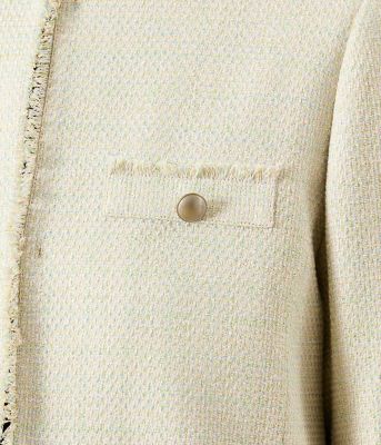 L】ソフトミックスツィード ノーカラージャケット