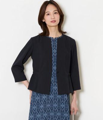 ＜NEWYORKER L PLUS (Women/大きいサイズ)＞【Ｌ】【接触冷感・ＵＶカット・ウォッシャブル・防しわ】リネンライクドライブレンド　ノーカラーブラウスジャケット（２０２６５９１２８１５０）
