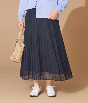 エルメス　プリーツウールスカート L】シフォンジョーゼット プリーツスカート