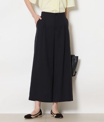 ＜NEWYORKER L PLUS (Women/大きいサイズ)＞【Ｌ】【接触冷感・ＵＶカット・ウォッシャブル・防しわ】リネンライクドライブレンド　タックワイドパンツ（ネイビー）（２０２６５９３３８１５０）
