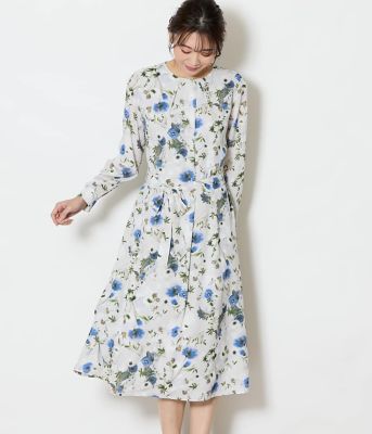 ＜NEWYORKER L PLUS (Women/大きいサイズ)＞【Ｌ】ルミナスフラワープリント　フロントタックワンピース（２０２６５９４１８１２２）