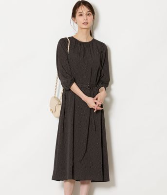 ＜NEWYORKER L PLUS (Women/大きいサイズ)＞【Ｌ】ダイヤドットプリント　ベルト付きギャザーワンピース（２０２６５９４４８２３０）