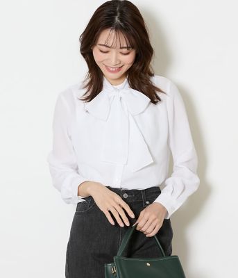 ＜NEWYORKER L PLUS (Women/大きいサイズ)＞【Ｌ】フェアリービエラ　スタンドタック２ＷＡＹボウタイブラウス（２０２６５９６１８１２５）