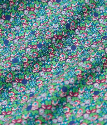 L】リバティ アバサン・スポット スタンドカラーリボンブラウス