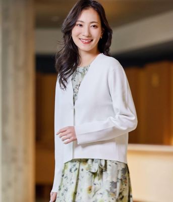 ＜NEWYORKER L PLUS (Women/大きいサイズ)＞【Ｌ】【手洗い可能】レーヨンナイロン総針　カラーレスニットジャケット（２０２６５９７１８５２１）