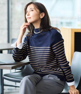 L】【手洗い可能】ウォッシャブルウール モックネックニット
