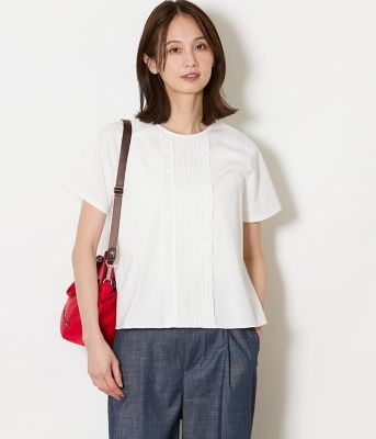 ＜NEWYORKER L PLUS (Women/大きいサイズ)＞【Ｌ】【吸水速乾】プレーディング天竺　ピンタック半袖プルオーバー（２０２６５９８５８５３３）