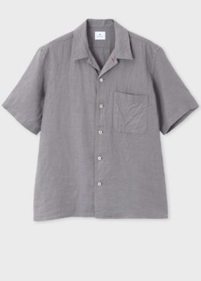 【Paul Smith】長袖シャツ バンドカラー ナチュラルリネン カラーリネン バンドカラーシャツ（ホワイト） ｜ポール・スミス