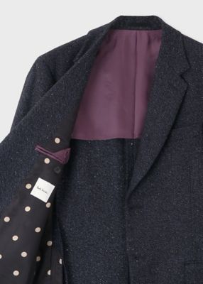PS Paul Smith ヘリンボーン織 コットン　L2 マイクロヘリンボーン ストライプ シングル2Bスーツ（ネイビー