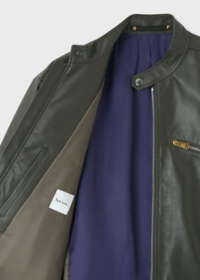 ポールスミスセミダブルライダースラムレザーキルティング黒サイズS