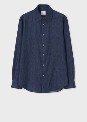 ＜Paul Smith (Men)＞インディゴ　イタリアンカラーシャツ（１４３２０４７５９Ｙ）