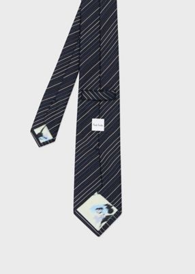 HERMES ネクタイ ストライプ柄 ダークグレー HERMES エルメス ネクタイ H織りタイ 7cm シルク バイカラー
