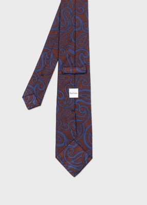 Paul Smith ネクタイ　ペイズリー柄　総柄 ペイズリーアート タイ（ネイビー） ｜ポール・スミス