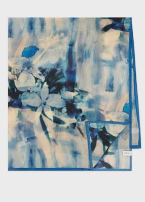 ジャンポールゴルチエ スカーフ レア 花柄 ボタニカル 水彩画 シフォン 春 夏 Painted Photograph” スカーフ