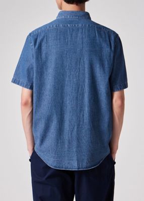 Paul Smith 半袖シャツ M 青系 マルチカラーボタン デニム半袖シャツ（152301619PN