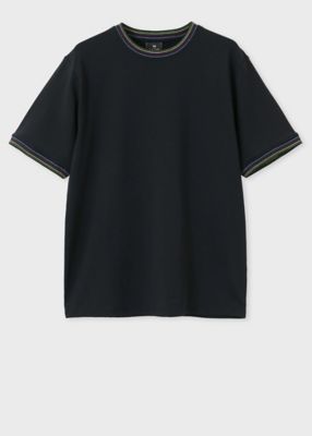 ＜Paul Smith (Men)＞”Ｓｐｏｒｔｓ　Ｓｔｒｉｐｅ”　リブ　半袖カットソー（１５２５０９３２１Ｙ）