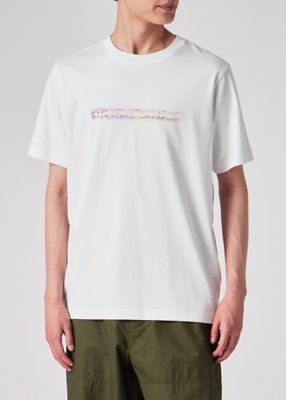 【関税込み】Ahluwalia &PaulSmith SSENSE限定 ホワイト Tシャツ Painted Logo” Tシャツ（152573011R