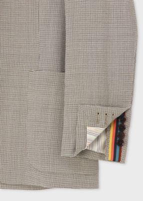 【イタリア製生地・シアサッカー】Paul Smith　テーラード　チェック　M ウールシアサッカー 千鳥チェック シングル2B ジャケット